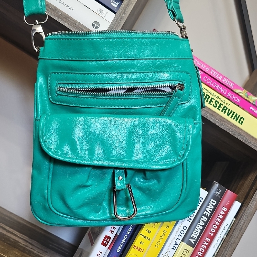 Teal Leather Crossbody Bag